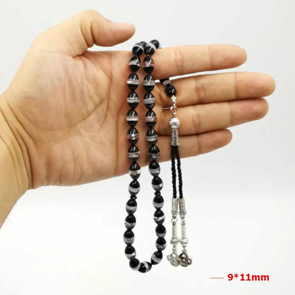 Смола Tasbih Турецкий Дизайн черный и белый 33 бусины Подарок для Рамадана tesbih