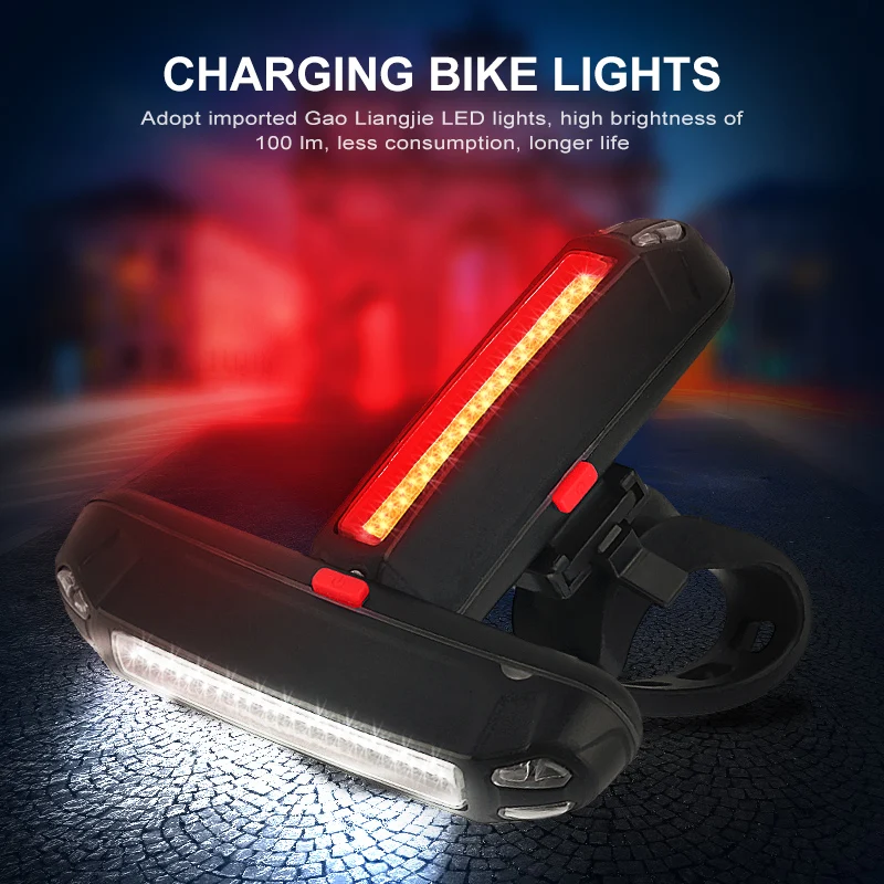 Открытый велосипедный фонарь 100 люмен 3 режима велоспортивная велосипедная светодиодная задняя подсветка перезаряжаемая монохромная двухцветная задняя подсветка