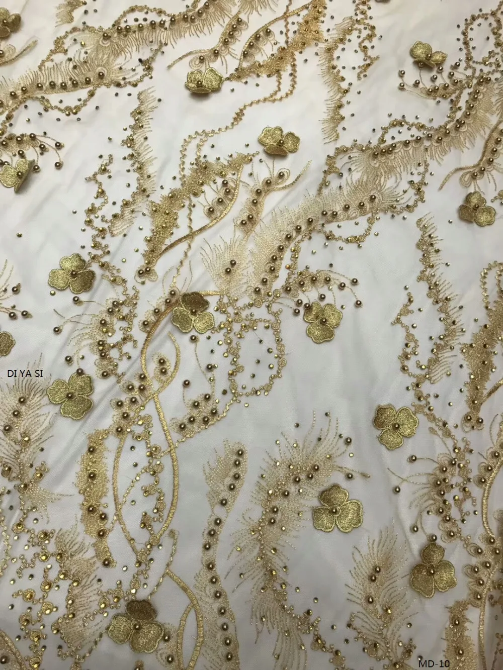 New Designs Swiss France Lace Fabric Fashion gold Embroidered mesh lace