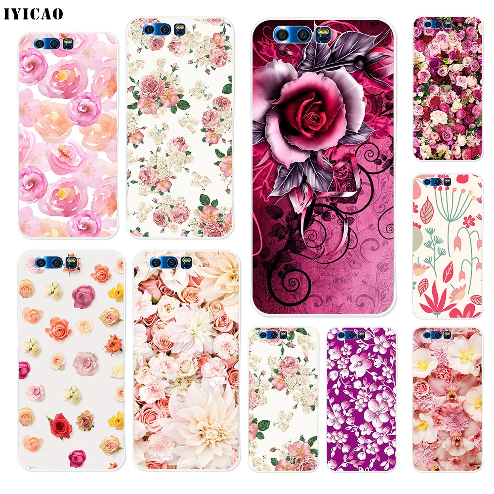 

IYICAO vintage floral flower Soft Silicone Case for Huawei Y9 Y7 Y6 Prime 2018 Honor 8C 8X 8 9 10 Lite 7X 7C 6A 7A Pro Cover