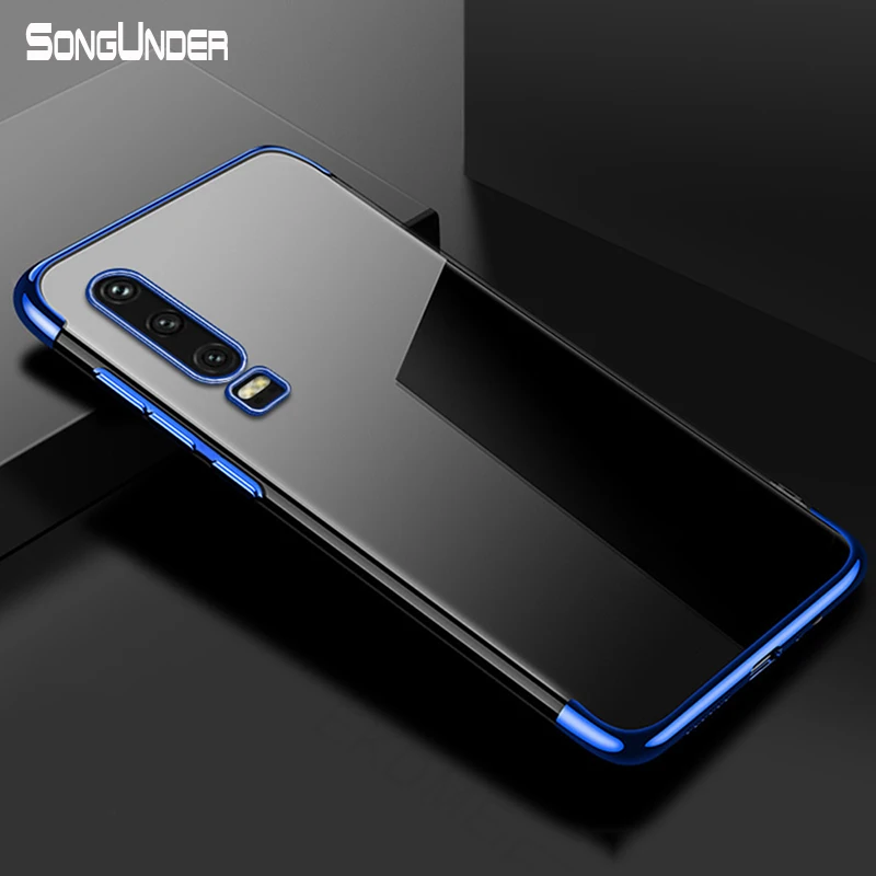For Huawei P30 Case Cover Transparent Soft Silicone Silm Plating TPU Back P20 Phone Coque | Мобильные телефоны и
