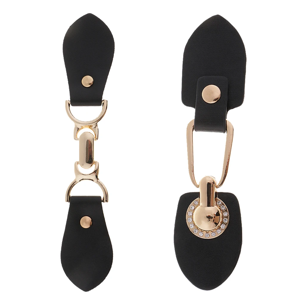 1 Pair PU Leather Toggle Button Coat Jacket Duffle Black DIY Sewing Crafts