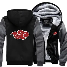 2016 new autumn winter men thicken jacket Anime Naruto Uzumaki Hoodies Naruto sweatshirts men Red clouds hoodie loose fit M-4XL