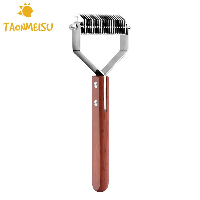 

Wooden Handle Stainless Steel Blades Dog Brush Dematting Comb Shedding Flea Pet Hair Brushes Drop Shipping