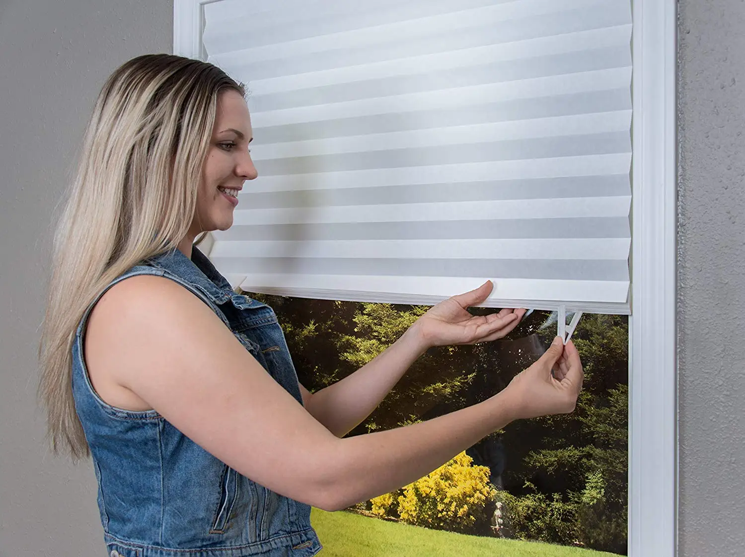 Persianas plisadas autoadhesivas blancas ventana opaca 90x180 CM Persianas plisadas autoadhesivas blancas ventana opaca 90x180 CM