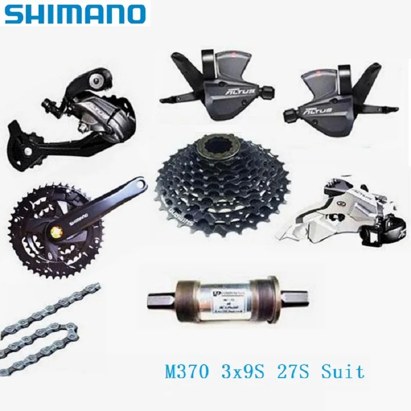 

Wholesale Shimano A LTUS M370 3 x 9S 27 Speed Suit Crank Chain Wheel Shift Lever Bottom Bracket Front Rear Derailleur Free Wheel