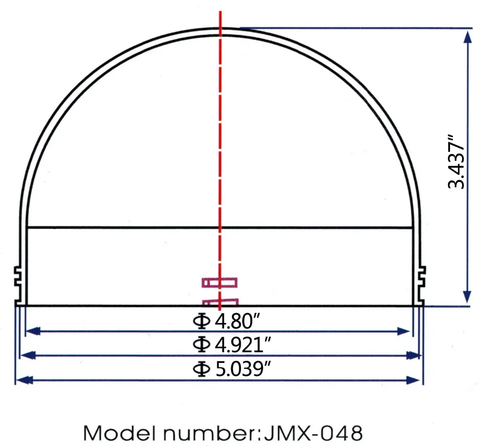 JMX 4.8 INCH Acrylic Indoor / Outdoor CCTV Replacement ULTRATHIN Clear Camera Dome Housing