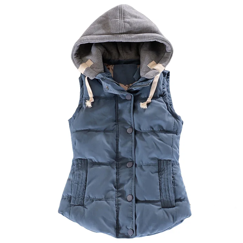 

Fall Winter Vest Women Sleeveless Jacket 6XL Plus Size 2019 Fashion Slim Short Hooded Waistcoat Vest Female Cotton Padded Vests