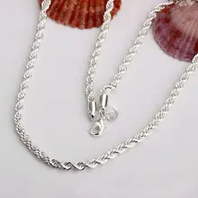 CN4 2 мм веревка цепи ожерелье, много ювелирных изделий 925 штампованные посеребренные ювелирные ожерелья и подвески
