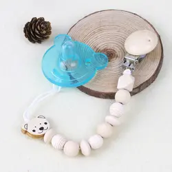 BabyPacifier Цепи Деревянные пустышки цепи деревянный зажим для соски голова медведя шарик клип младенческой Прорезыватель игрушка Oct26 Прямая