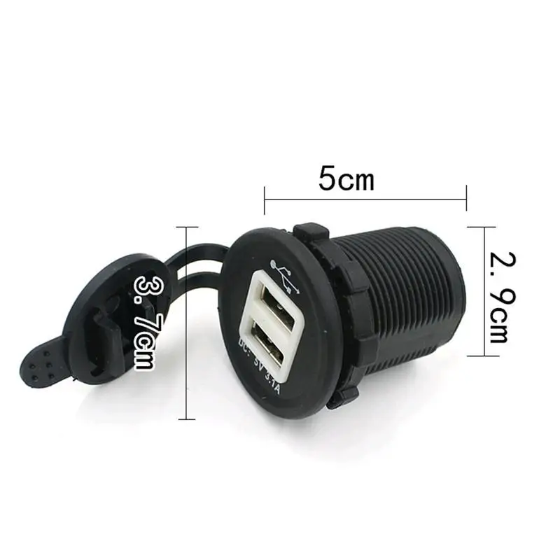 12-24 В Водонепроницаемый синий светодиодный Автомобиль Мотоцикл прикуривателя Dual USB Мощность адаптер Зарядное устройство выход(черный