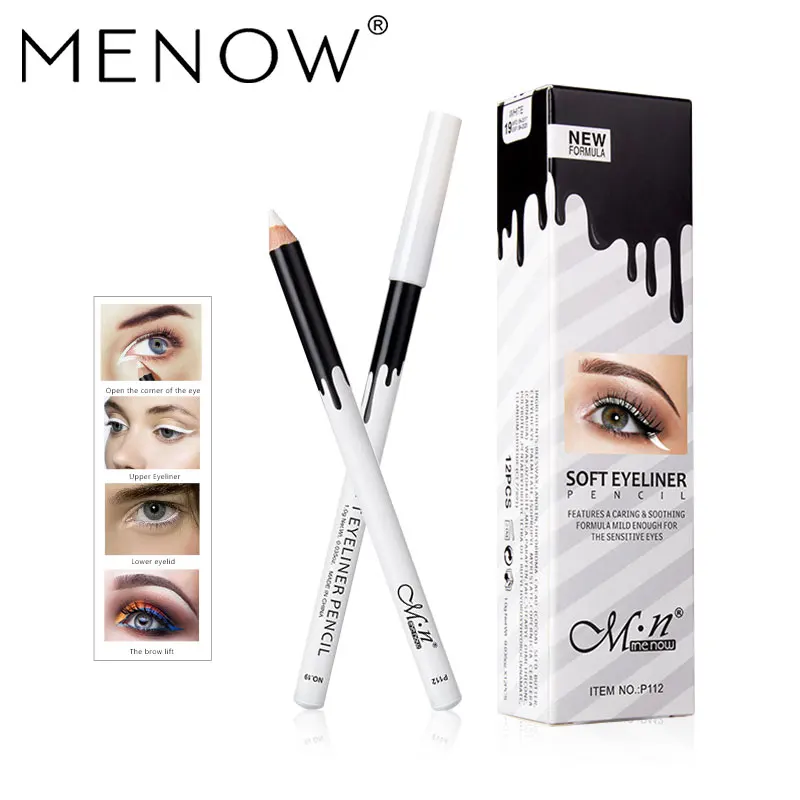 MENOW Brand Makeup Silky Wood Cosmetic White Eyeliner Pencil Silkworm White Highlight Pen 12 pcs