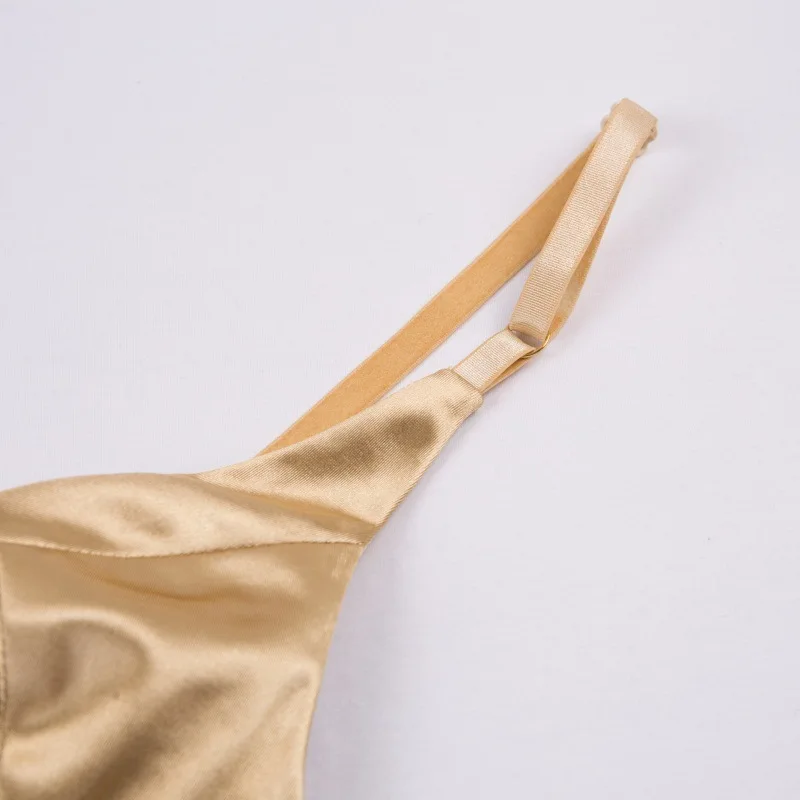 Золотистые блестящие Боди женские с v-образным вырезом без рукавов Комбинезоны Сексуальная Дамская одежда базовый комбинезон с открытыми плечами облегающий костюм с вырезом на спине