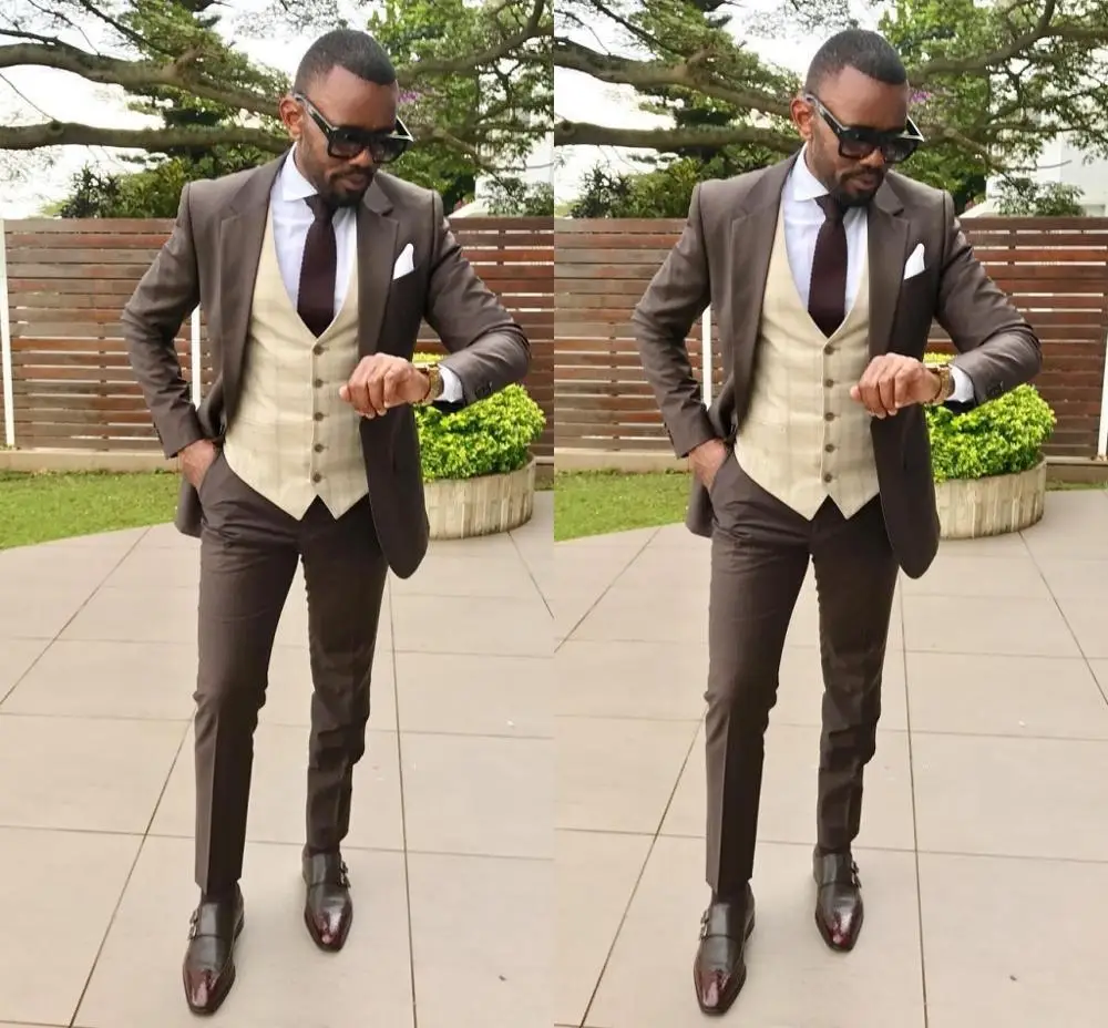 

TPSAADE 2020 Cheap Fashion 3 Pieces Men Suits blazer masculino Slim Fit Groom Tuxedos Wedding Suits On Sale