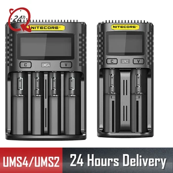 

NITECORE UMS2 UMS4 UM2 UM4 SC4 Intelligent QC Charger For 18650 16340 21700 20700 22650 26500 18350 aa aaa Battery Charger