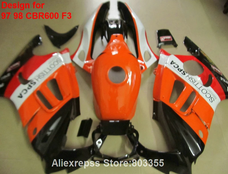 

design sticker for HONDACBR 600 F3 1998 1997 97 98 Fairings ( Orange ) cbr 600 fairing kit +7gifts xl94