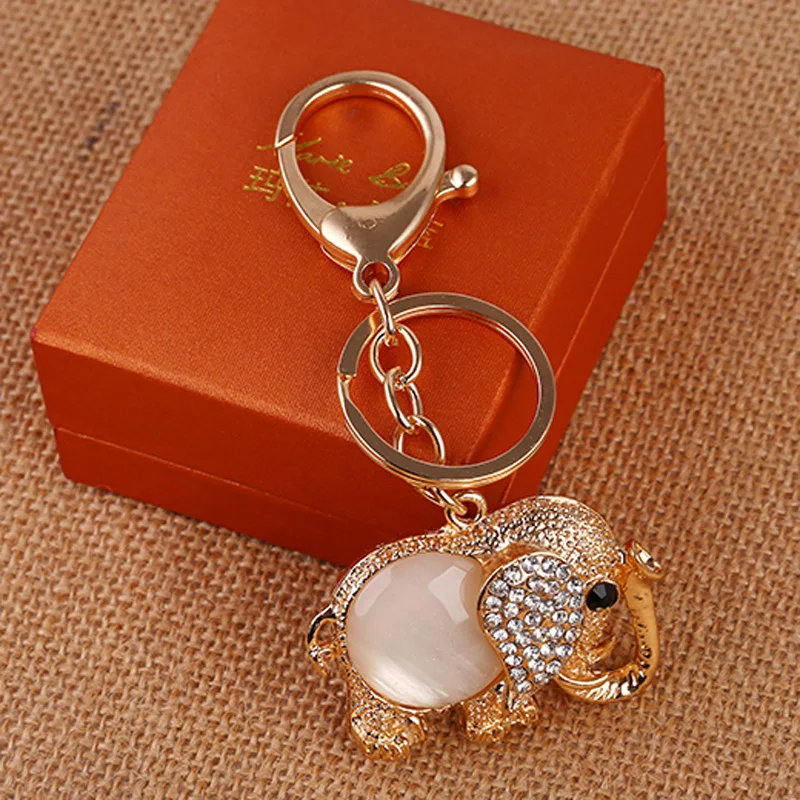 

Charm Key Chain Cute Rhinestone Alloy Elephant Ring Holder Keychain Pendant Wholesale AZL670