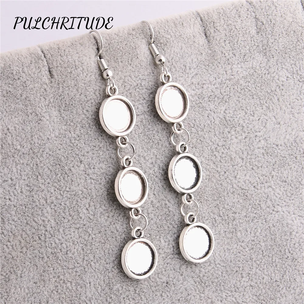 

PULCHRITUDE Metal Alloy 16pcs Fit Round 10mm Cabochon Base Earring Back Pendant Fashion Blank Cameo Base Diy Jewelry Make C1469
