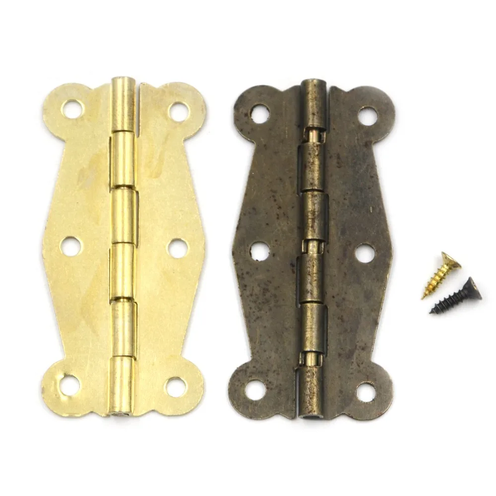 

10pcs 52*25mm 180 Degrees Mix 2 colors Butterfly Iron Hinges Cabinet Drawer Door with Screw