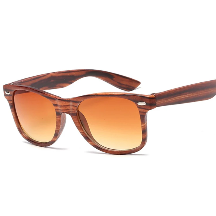 Fashion Square Sunglasses Women Designer Luxury Man/Women Black Sun Glasses Male Female Classic Vintage Imitation Wood Grain - Lenses Color: Brown grain