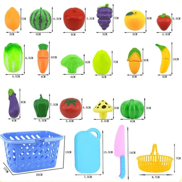 23 шт./компл. Пластик фрукты овощи резки Игрушка раннего развития образования игрушка для ребенка Дети 775 S7JN