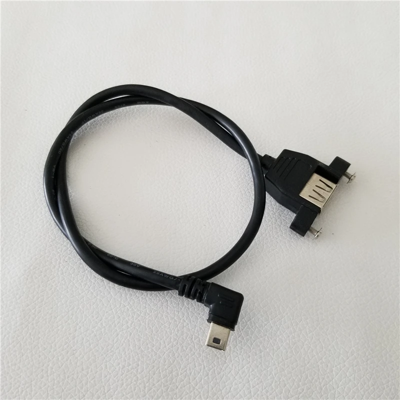 50 шт./лот 90 градусов под прямым углом 5Pin Mini B штекер USB A Женский кабель для передачи