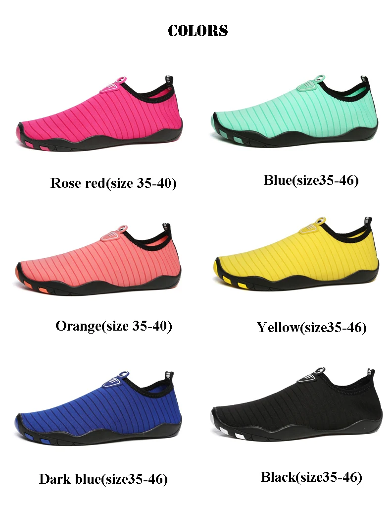 Aqua Shoes Unisex Quick Dry Water Shoes Plus Size Outdoor Sneakers Women Light Non-slip Swimming Shoes Soft Lovers Beach Shoes