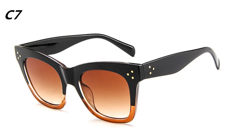 Новинка, солнцезащитные очки для женщин, брендовая дизайнерская оправа, градиентные линзы, классические заклепки, оттенки, женские, мужские, модные очки Oculos De Sol UV400 - Цвет линз: C7