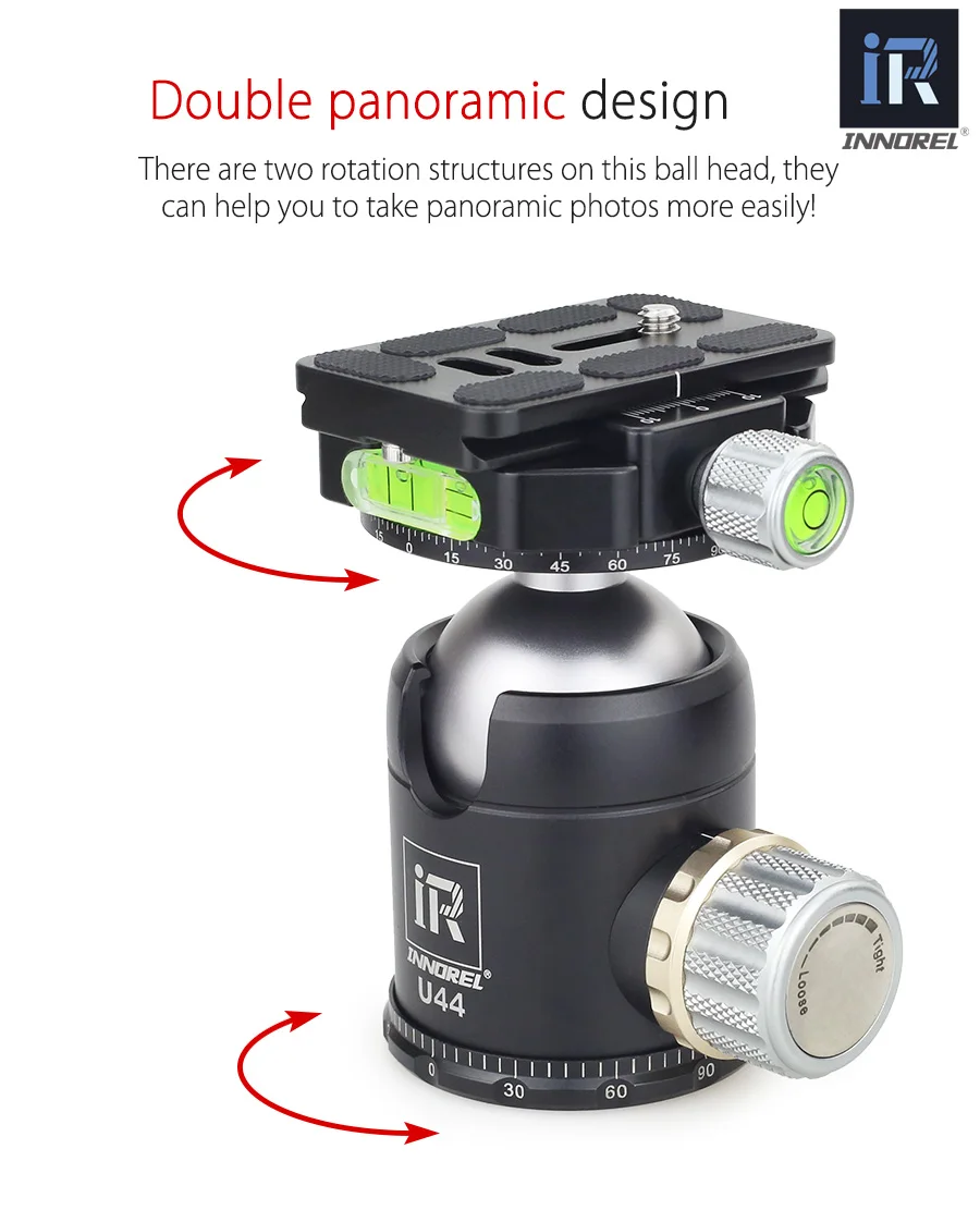 INNOREL U44 камера монопод Штативная головка 20 кг нагрузка 44 мм панорамная шариковая головка 720 градусов для DSLR Nikon sony Canon камера