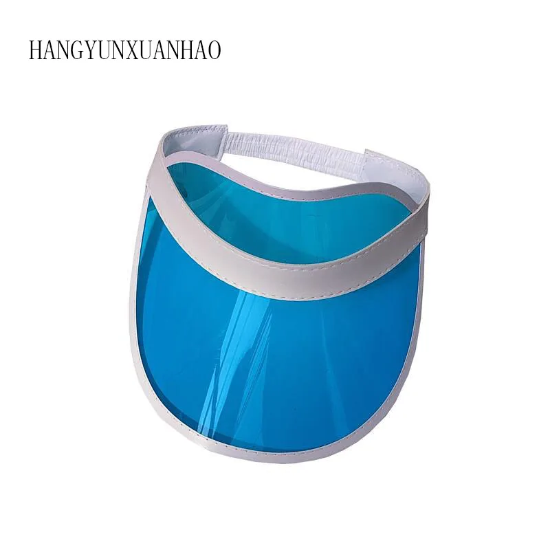 

Summer Unisex Women Men Sun Hat Candy Color Transparent Empty Top Plastic PVC Sunshade Hat Visor Caps Bicycle Sunhat wholesale