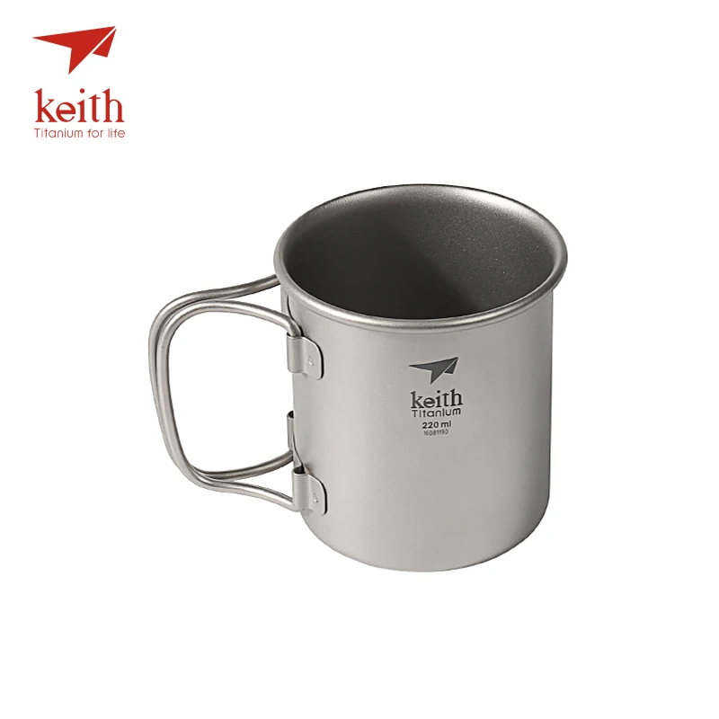 Keith plegable al aire libre de agua tazas Camping tazas No tapa portátil ultraligero viajes al aire libre de taza de 40g 220 ml Ti3200