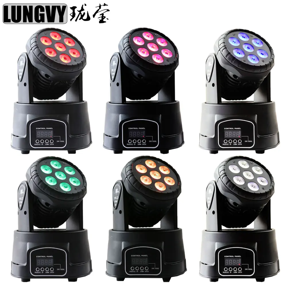 

Free Shipping 6pcs/Lot 7x12w RGBW 4IN1 LED Moving Head Mini Wash Stage Lighting for Disco DJ
