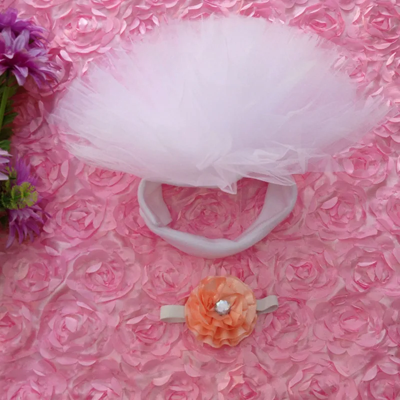 Юбка-пачка для детей от 0 до 3 месяцев 12 видов цветов; головной убор; Модная креативная одежда для фотосъемки с цветами - Цвет: Белый