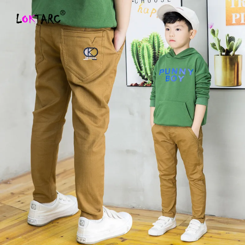LOKTARC/штаны для малышей; эластичные повседневные брюки для мальчиков; Прямые детские брюки с рисунком; Детские прямые брюки цвета хаки