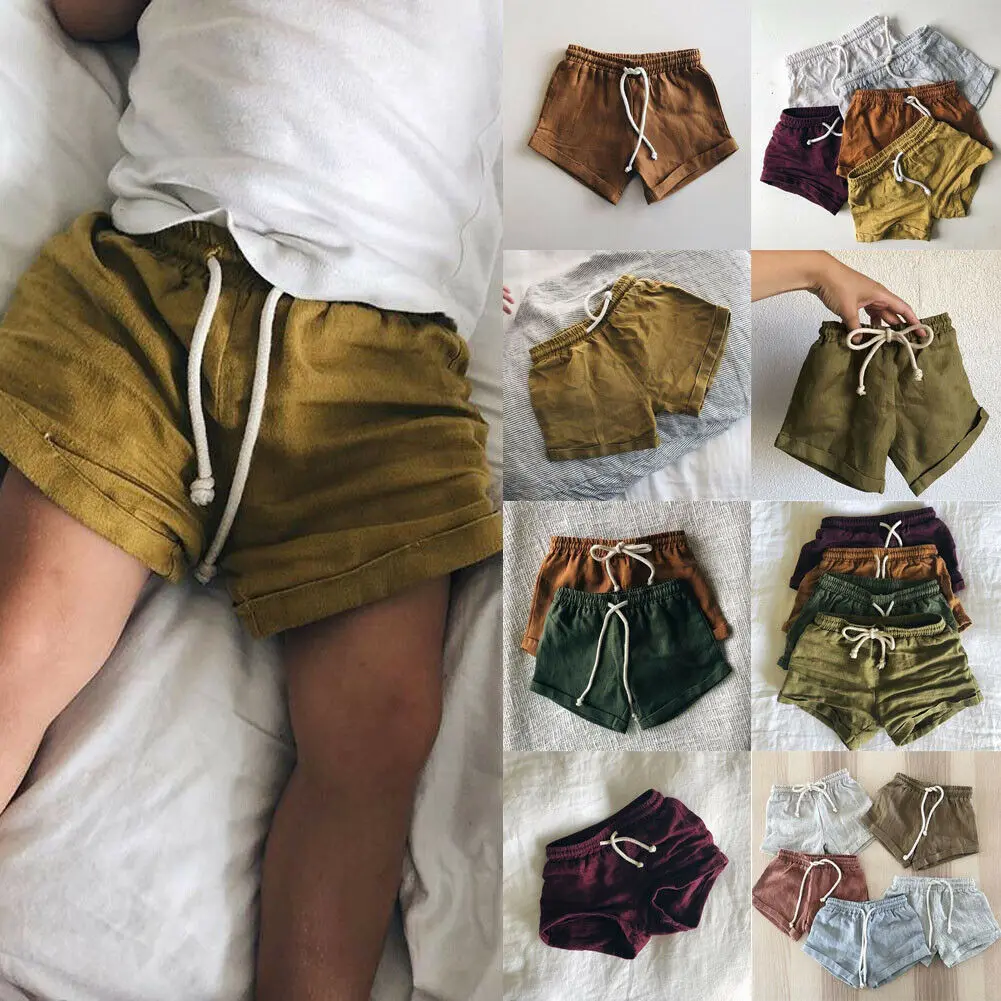 Baby Toddler Boys Girls Cotton & linen Shorts PP Kids Harem Short Trousers