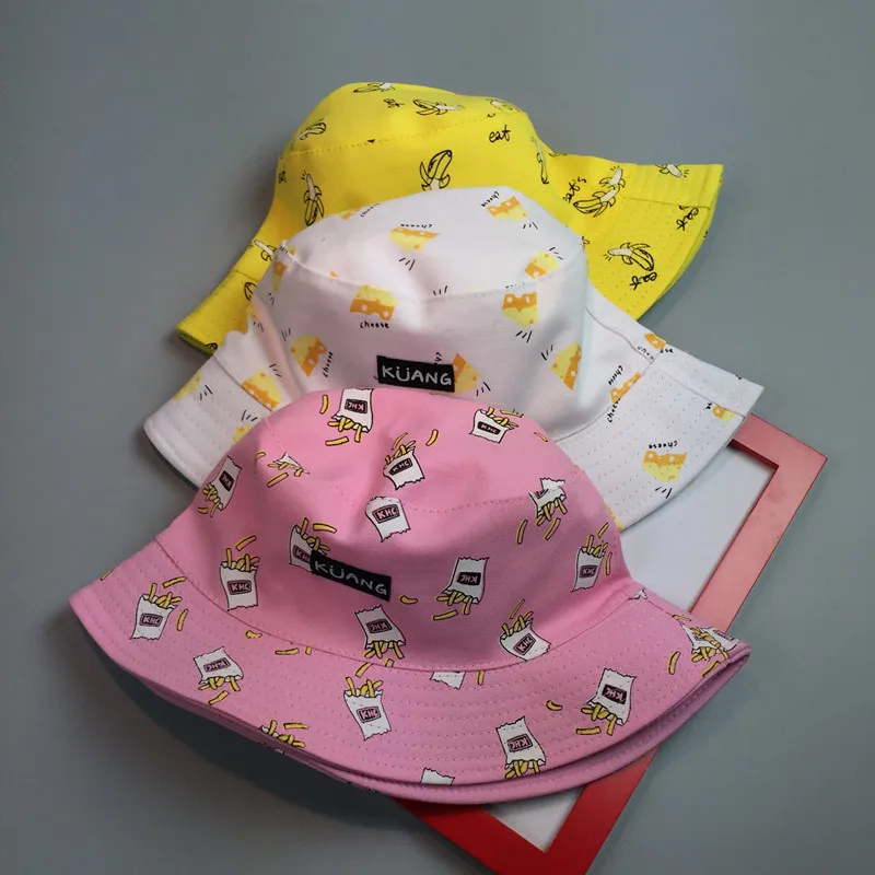 

2017 Unisex Reversible Print Bucket Hat Fashion Hip Hop Hats Summer Two Side Can Wear Bob Cap Sun Protection For Man And Women
