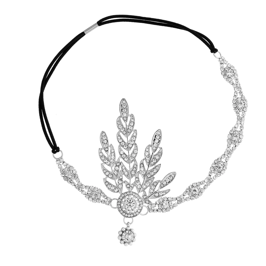 GORTIN Flapper Stirnband 1920er Jahre – Mit Strasssteinen & Perlen, Schwarz, Für Damen, Verstellbar