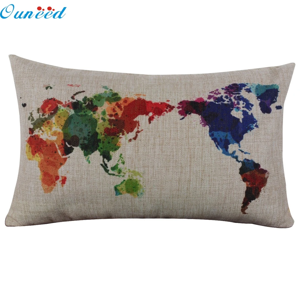 

Ouneed Happy home Throw Pillow case personalized pillowcase Linen Square Throw Flax Pillow Case Decorative Cushion Pillow Cover