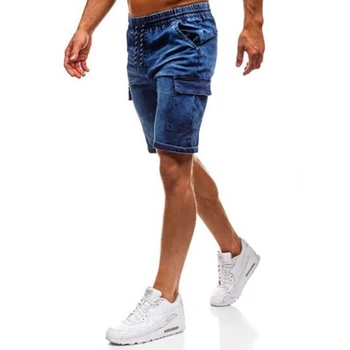 

Men Jeans Shorts Ripped Stretch Slim Fit Trendy Denim Short Streetwear Distressed Frayed Male Biker Moto Jeans HOMMES shorts