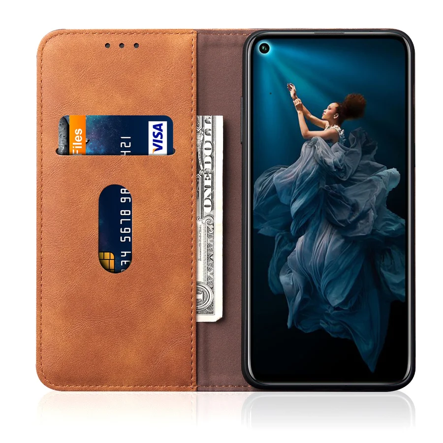Магнитный флип чехол для Huawei Honor 20 Pro Global роскошный кожаный кошелек в стиле ретро с