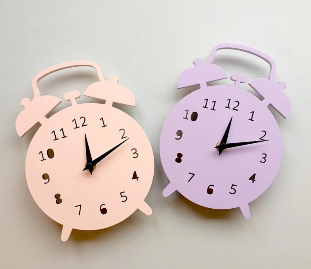 

Alarm Clock Mute Shape Wooden Cartoon Wall Clocks Decoration Birthday Present Children's Room Living Room Wall Decor 1piece