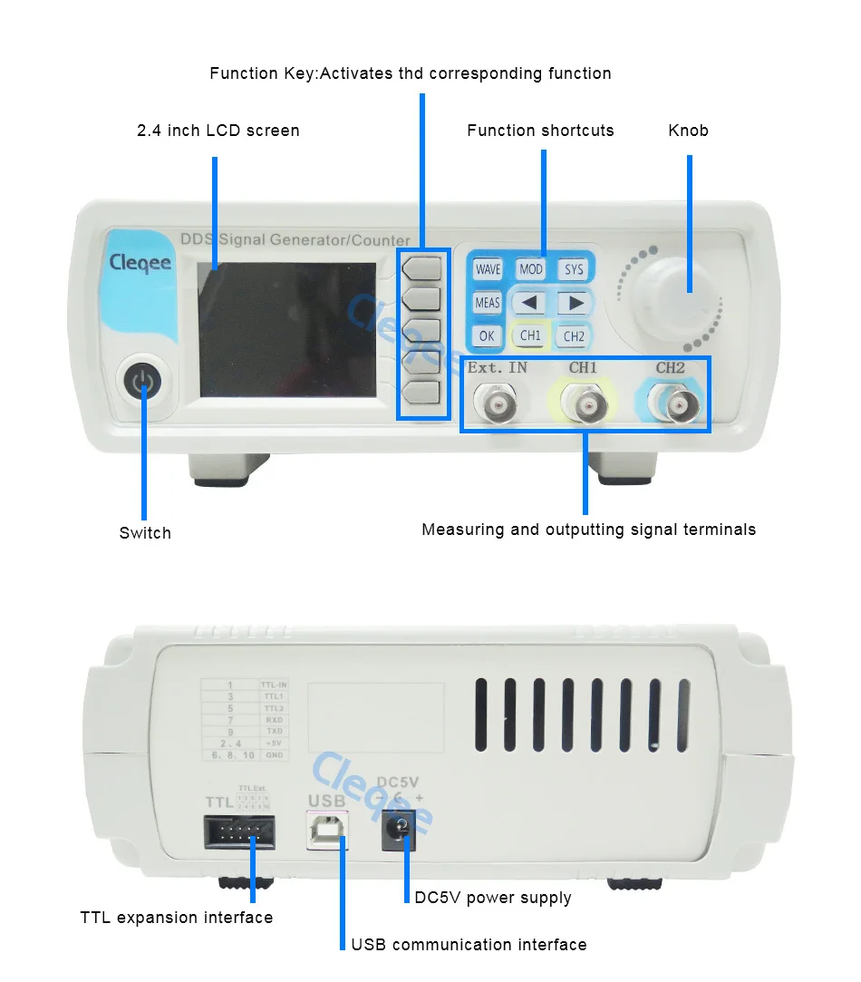 Cleqee JDS6600-15M JDS6600 серия 15 МГц цифровой контроль двухканальный DDS функция генератор сигналов частотомер произвольный