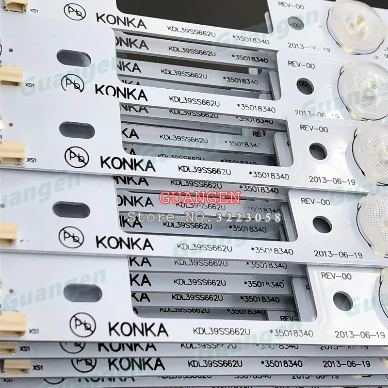 

New 60Pieces LED backlight bar for KONKA KDL39SS662U 35018339 35018340 327mm 4 LEDs( 1 LED 6V) Free Shipping