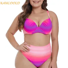KANCOOLD женская одежда размера плюс 3XL с высокой талией купальники для женщин; шикарная обувь с лямкой на шее Костюмы из 2 предметов Летний Пляжный Купальник