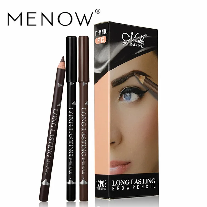 

MENOW Brand Make up Eyebrow Pencil 12 pcs /set Eyebrow Pencil Lasting Waterproof Lock Color Whole sale Cosmetics P113 *