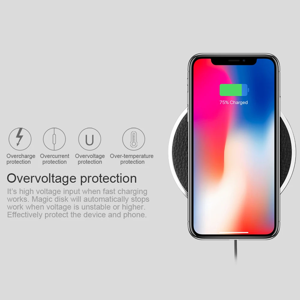 Беспроводное зарядное устройство Nillkin из искусственной кожи 10 Вт для samsung Galaxy Note 10 10+ S10 для iPhone Xs Max X для Xiaomi 9 для huawei