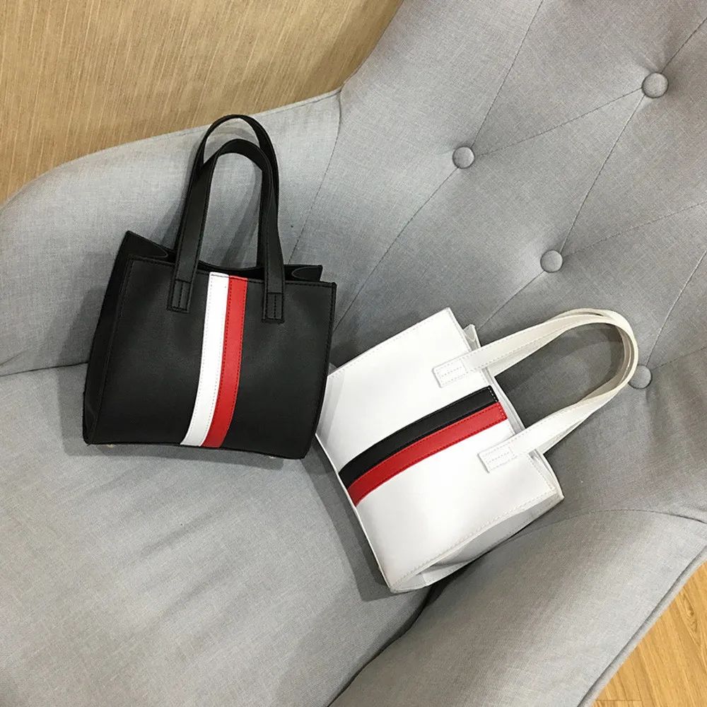 

Woman Tote Casual Bags Crossbody Bag Stripe Leather Handbag Shoulder Bag High Quality Casual Female Bags Trunk Tote