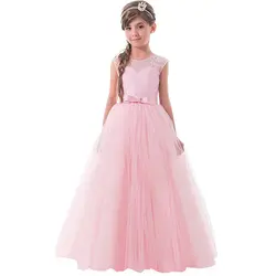 JAYLAY/Вечерние платья принцессы для танцев для девочек длинные фатиновые Детские праздничные платья кружевные платья свадебное платье с