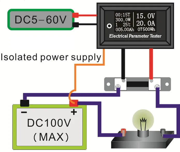 RD Двойной диапазон 100 v/50A/100A 7in1 OLED Многофункциональный тестер Напряжение точное время ёмкость Вольтметр Амперметр электрический счетчик