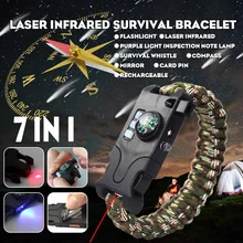 3,7 V 120 mMah Многофункциональный перезаряжаемый фонарик браслеты на открытом воздухе выживания Ультрафиолетовый фонарь деньги индикаторная лампа
